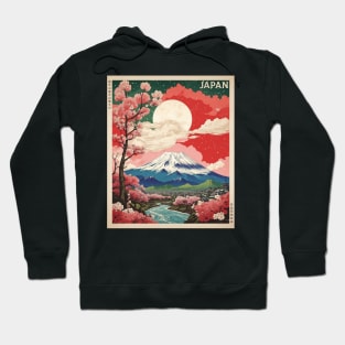 Japan Mt. Fuji Cherry Blossom Vintage Tourism Travel Poster Hoodie